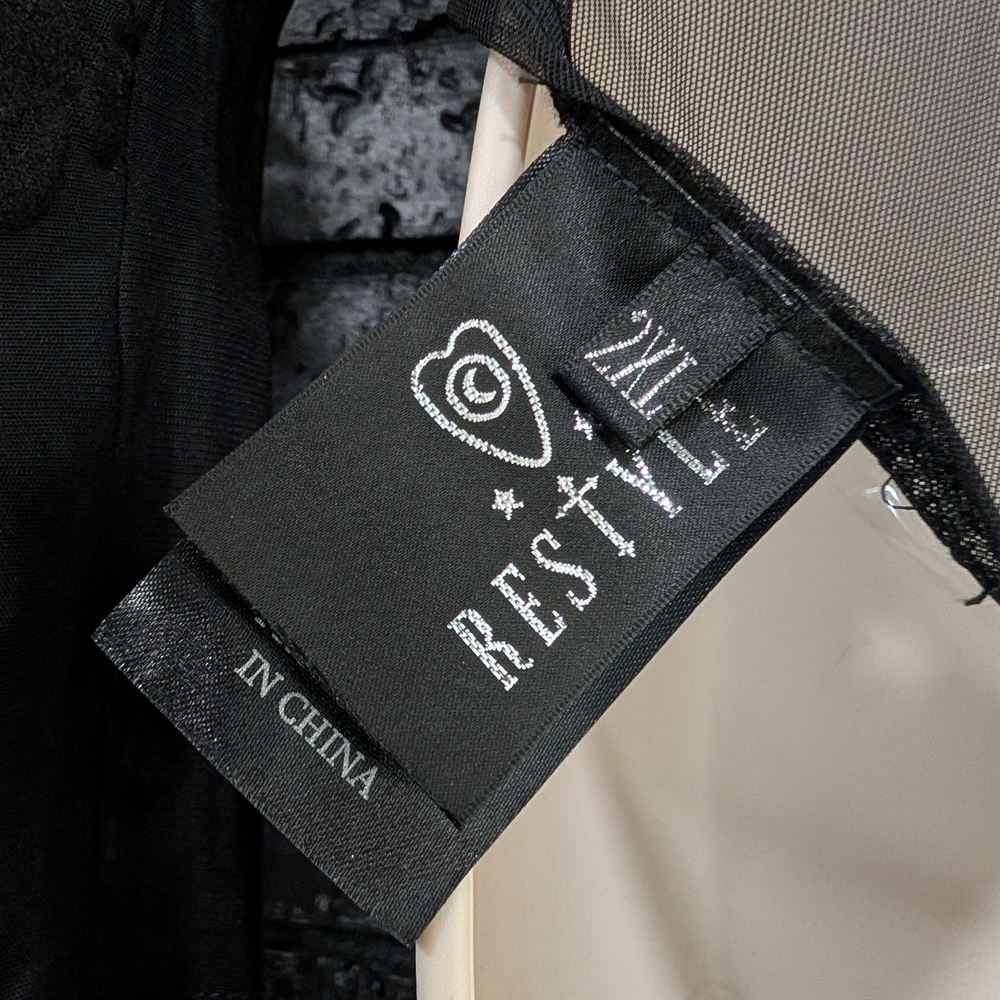 Black Sheer Moth Print Bodysuit - Picture 4 of 5